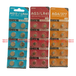1 Vỉ gồm 10 Vên Pin cúc áo LR44 LR41 AG3 AG4 AG13 377 LR62 hàng chuẩn pin bền loại 1 dùng cho đồng hồ, đèn led, máy tính