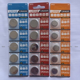 Vỉ 5 viên pin CR2032 / CR2025 / CR2016 / CR1632 / CR1616 / CR1620 / CR1220 dùng cho remote điều khiển, khóa điện tử