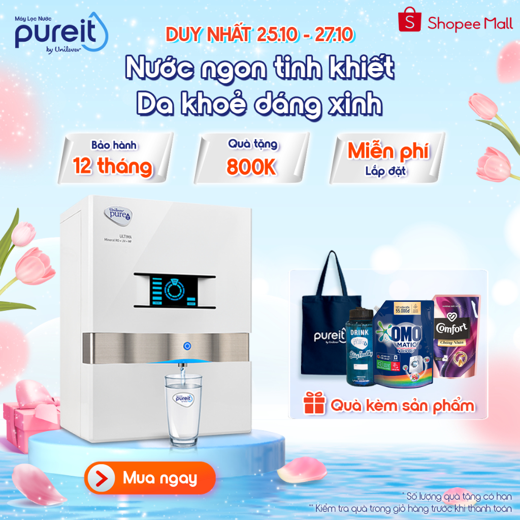 [ 25.10-27.10 QUÀ TẶNG 800K | MIỄN PHÍ LẮP ĐẶT | BẢO HÀNH 12 THÁNG ] Máy Lọc Nước Treo tường/ để bàn Pureit Ultima Trắng