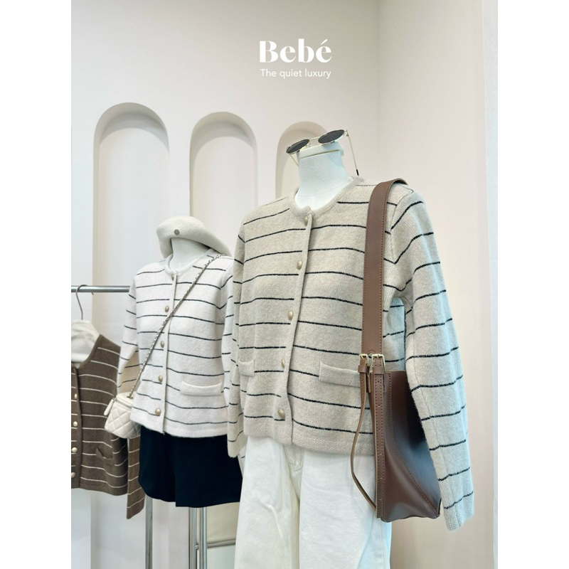 Áo Cardigan kẻ khuy vàng Hàn Quốc