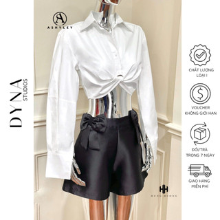 Quần short tafta 𝐀𝐒𝐇𝐘𝐋𝐄𝐘 đính nơ hai bên