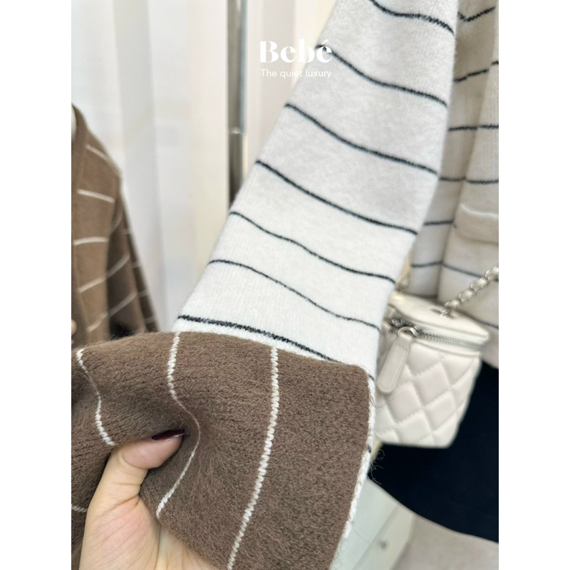 Áo Cardigan kẻ khuy vàng Hàn Quốc