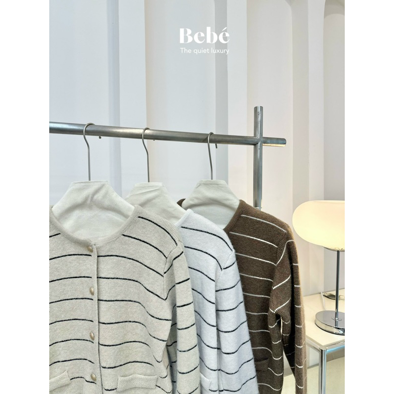 Áo Cardigan kẻ khuy vàng Hàn Quốc