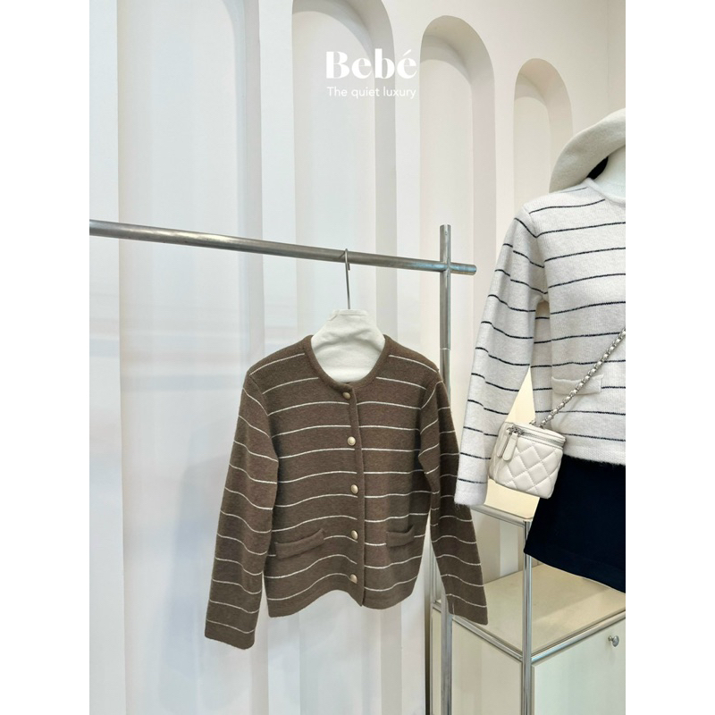 Áo Cardigan kẻ khuy vàng Hàn Quốc