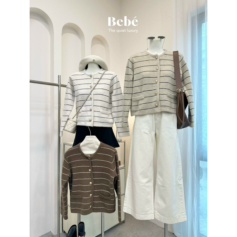 Áo Cardigan kẻ khuy vàng Hàn Quốc