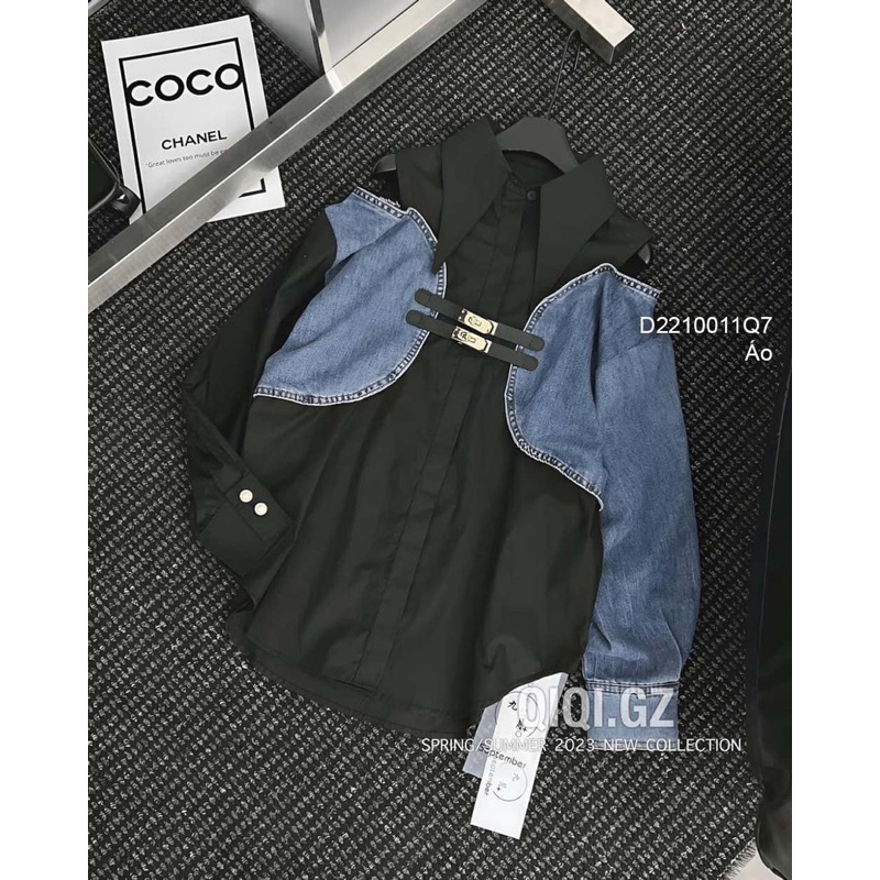 Áo len có nón pha tay jean dài 1123 thaotranshop90