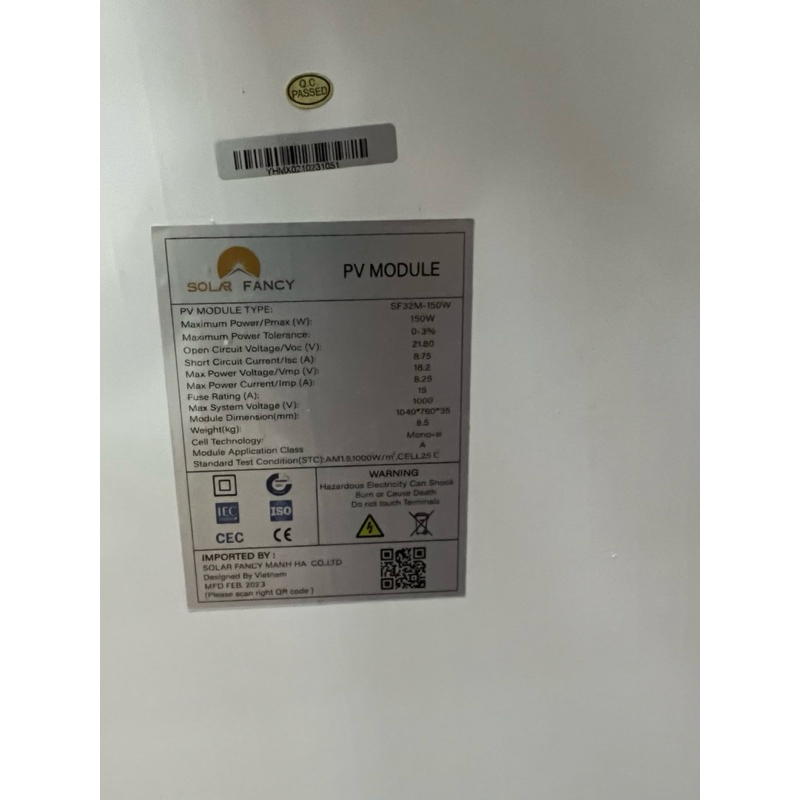 Tấm pin Solar Fancy 150w mono công nghệ 11bb