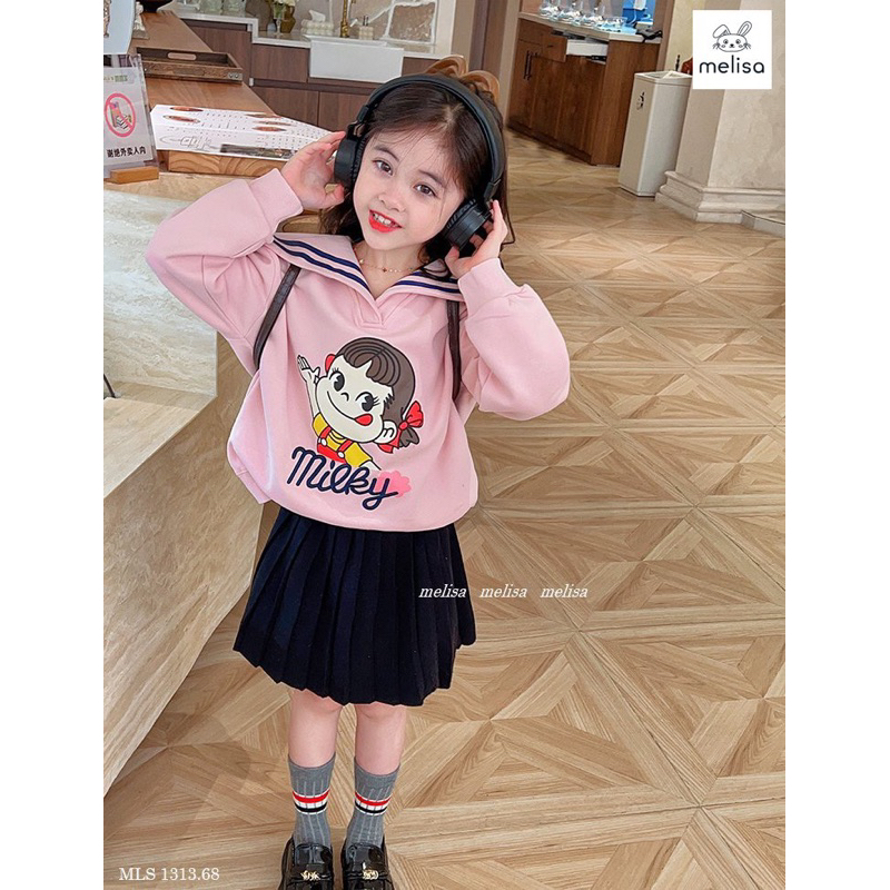 Bộ áo hồng Mickey chân váy đen Melisa