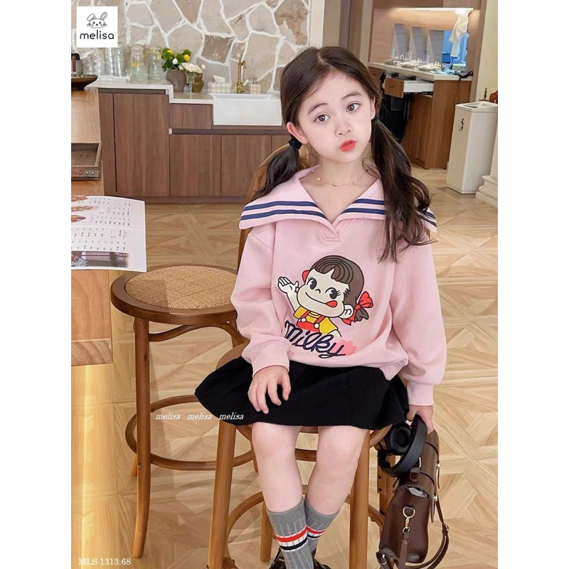 Bộ áo hồng Mickey chân váy đen Melisa