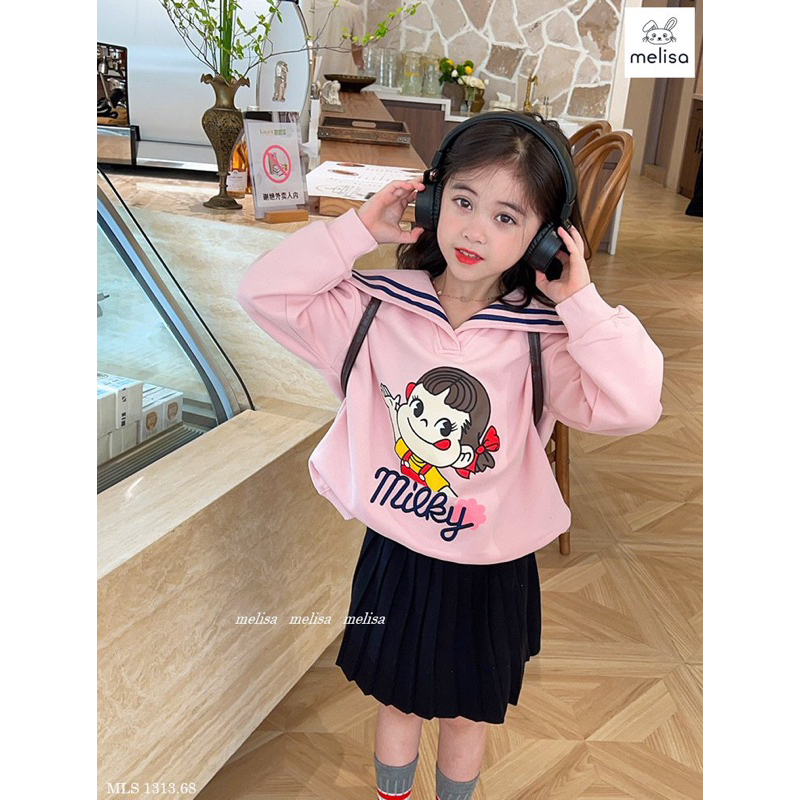 Bộ áo hồng Mickey chân váy đen Melisa