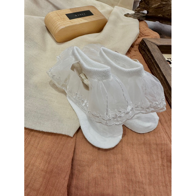 Vớ cổ thấp ren đính nơ công chúa em bé Nanci room