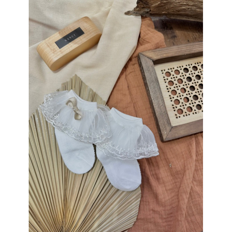 Vớ cổ thấp ren đính nơ công chúa em bé Nanci room