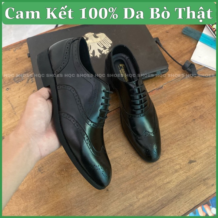 Giày nam oxford công sở da bò nappa đế cao su khâu chỉ bảo hành 1 năm HQ339