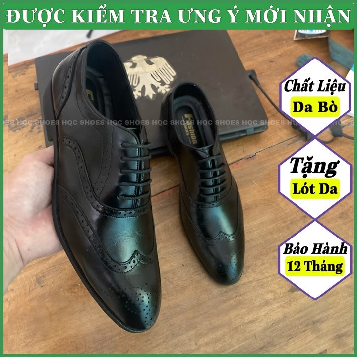 Giày nam oxford công sở da bò nappa đế cao su khâu chỉ bảo hành 1 năm HQ339