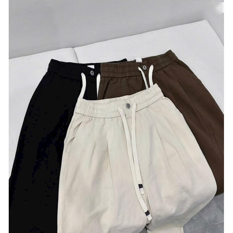 Quần baggy kaki phối dây