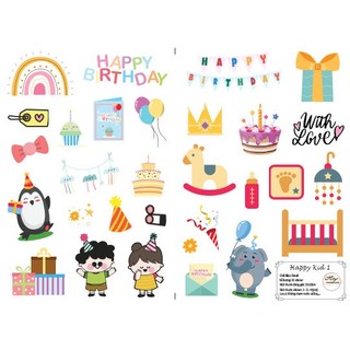 HAPPY BIRTHDAY. 31 Sticker die cut chủ đề sinh nhật cho bé, cho bạn bè
