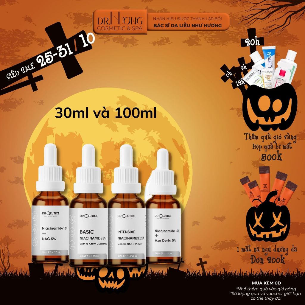 Serum Niacinamide DrCeutics Giảm Thâm Sáng Da Kiềm Dầu 30ml 100ml