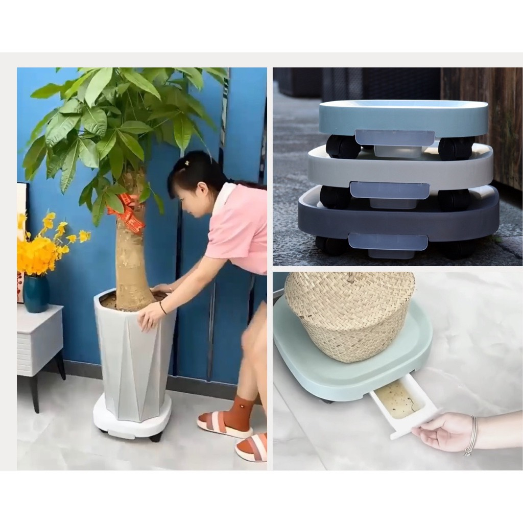 Đế kê chậu cây, đế lót chậu hoa, cây cảnh có bánh xe di chuyển đa năng, khay hứng nước tiện lợi