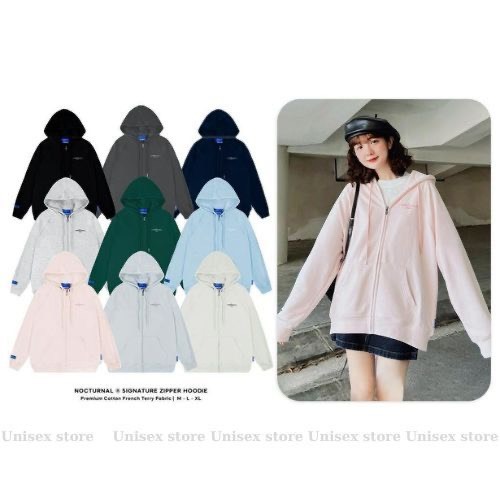 Áo Hoodie Zip Signature Basic Nỉ bông Cotton 100% Unisex Local Brand