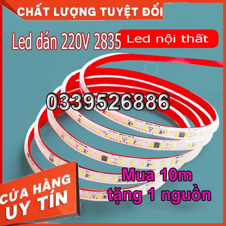 Đèn Led Dây Dán 2835 220V Siêu Sáng  Dễ Sử Dụng Trang Trí Nhà Cửa, Ngoài Trời
