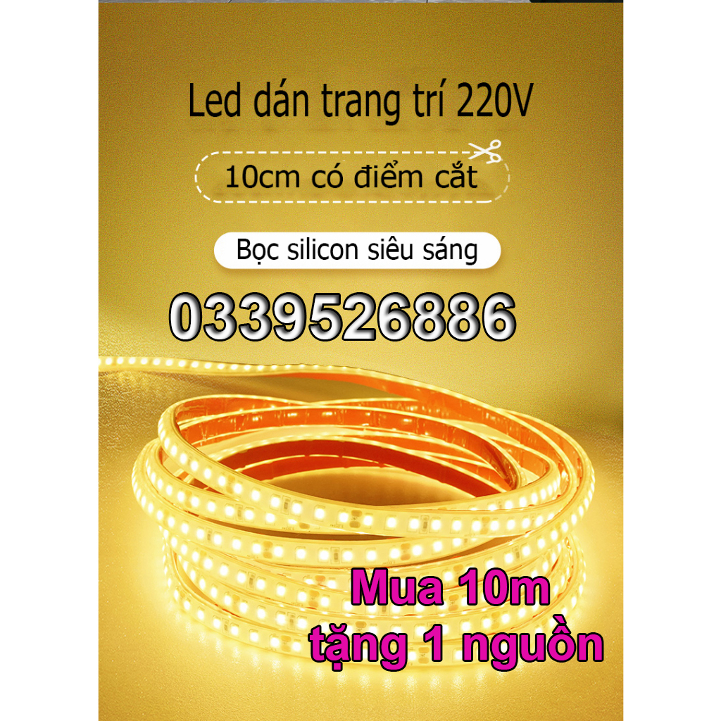 Đèn Led Dây Dán 2835 220V Siêu Sáng  Dễ Sử Dụng Trang Trí Nhà Cửa, Ngoài Trời