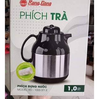 Phích pha trà 1 lít cao cấp rạng đông - rd 1055 thân inox.