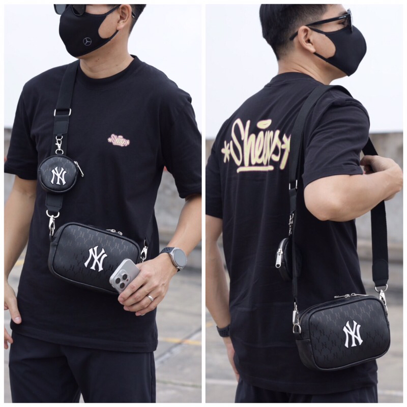 Túi đeo chéo MLB MONO LEATHER nam nữ unisex Logo thêu kèm túi nhỏ chất da si cao cấp dây đeo lớn chắc chắn BÁNH MÌ STORE