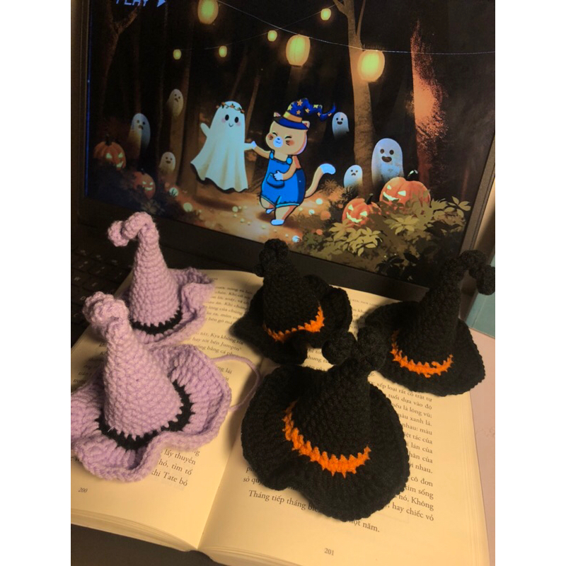 Kẹp tóc mũ phù thuỷ halloween