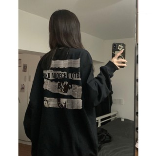 Focus local brand đen vintage long sleeve for nữ plain áo nỉ sweater oversized unisex levents áo khoác