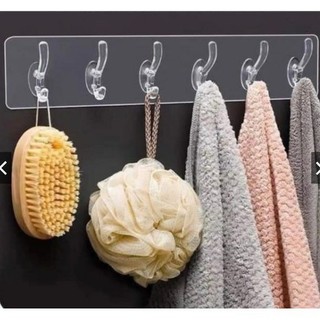 Thanh treo đồ dán tường 6 móc liền mạch siêu chắc chắn