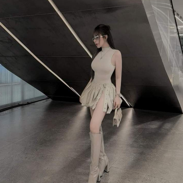Set bodysuit 2 món Áo body kèm váy mix đai phong cách sang chảnh MPB @Tesoro clothes