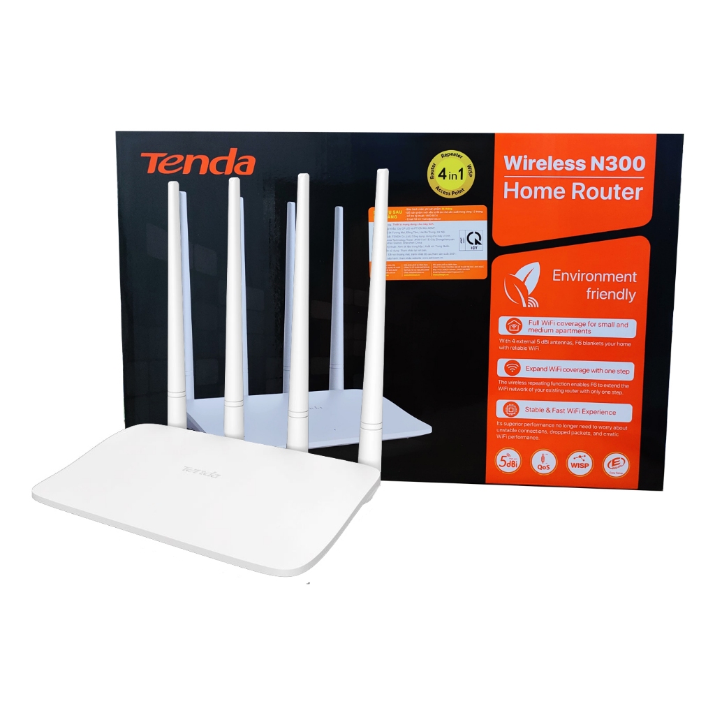 Tenda Thiết bị phát Wifi F6 Chuẩn N 300Mbps - Hãng phân phối chính thức