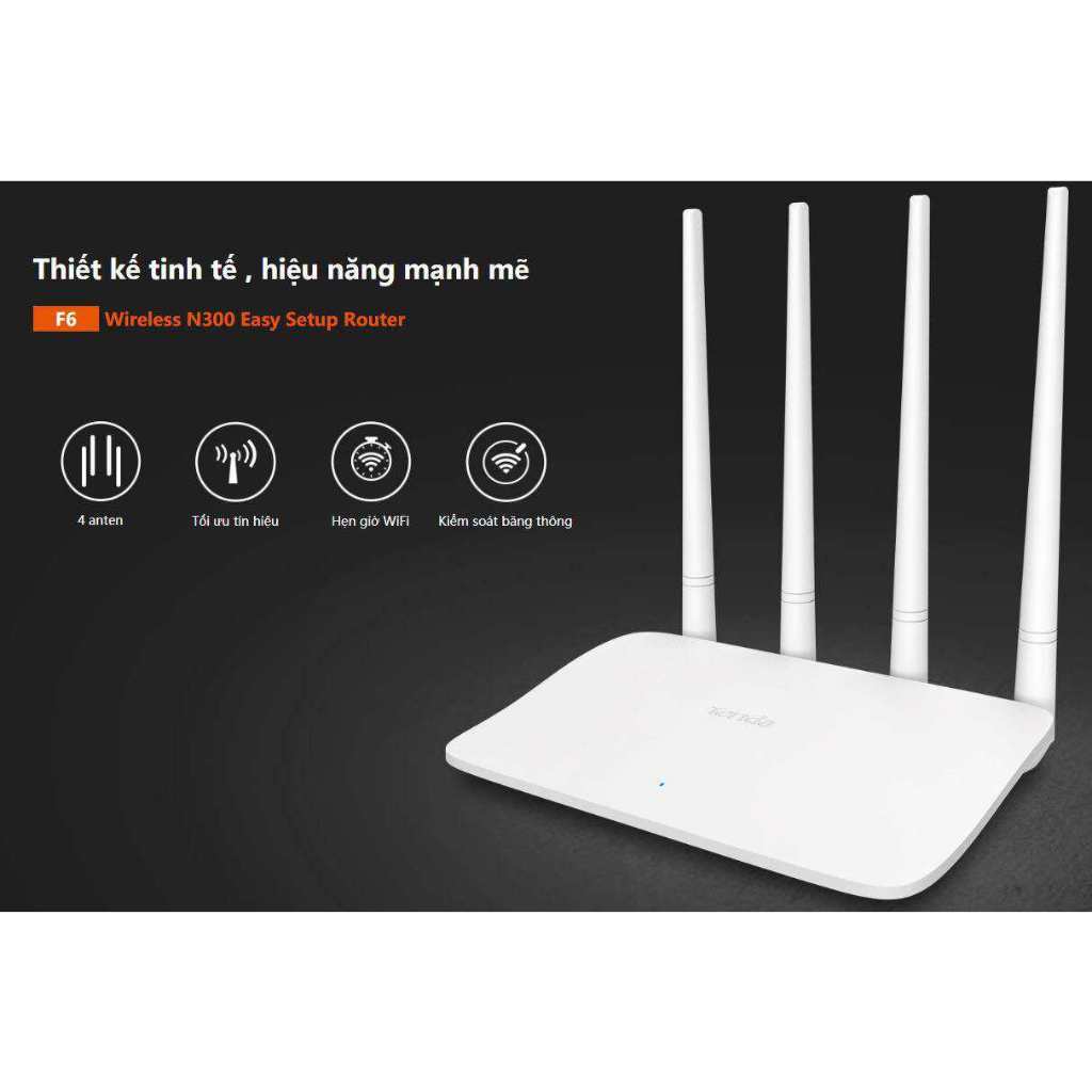 Tenda Thiết bị phát Wifi F6 Chuẩn N 300Mbps - Hãng phân phối chính thức