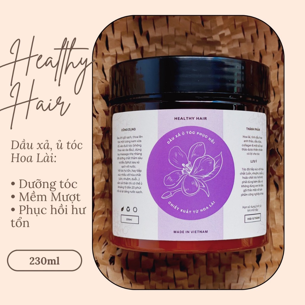 Dầu xả, ủ tóc Hoa lài Healthy Hair phục hồi hư tổn, dưỡng tóc chắc khỏe mềm mượt tự nhiên 230ml