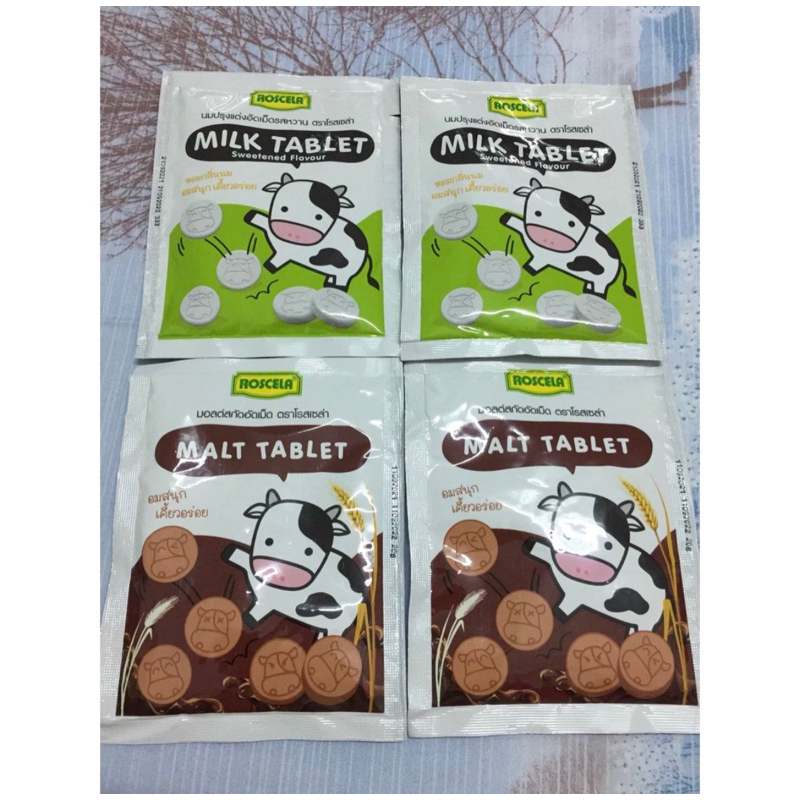Kẹo sữa bò Milk & Malt Tablet Roscela Thái Lan