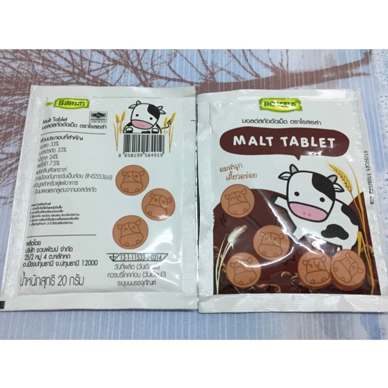 Kẹo sữa bò Milk & Malt Tablet Roscela Thái Lan