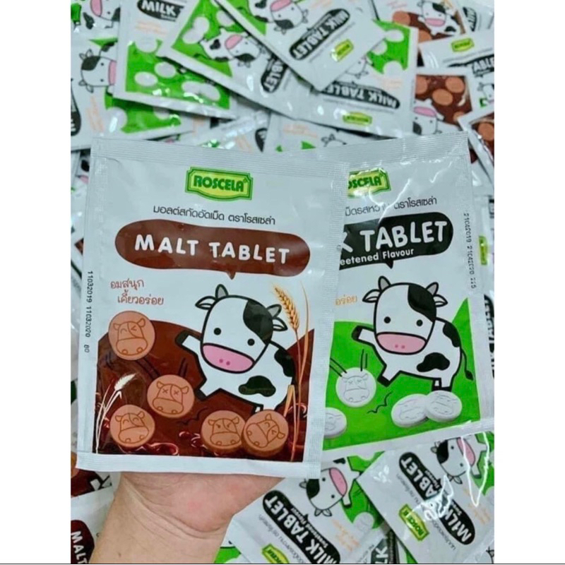 Kẹo sữa bò Milk & Malt Tablet Roscela Thái Lan