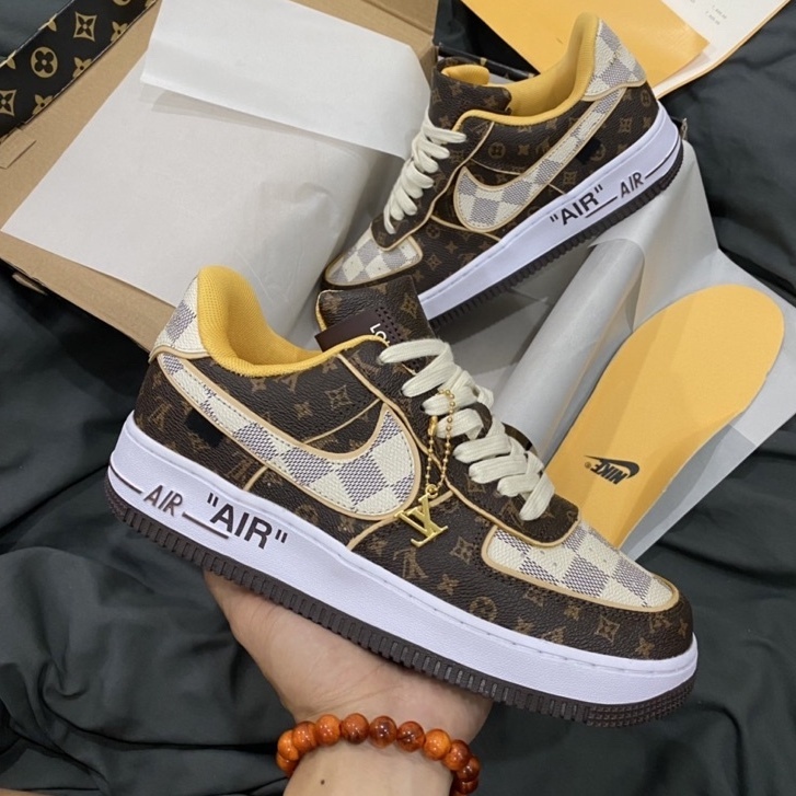 Giày thể thao AF1 Nâu LV, Giày Air Force 1 Low Louis Vuitton Monogram Brown Thời Trang Hàng siêu cao cấp