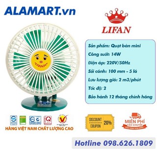 Quạt bàn mini Lifan GN-4 siêu cute - mát, nhỏ gọn phù hợp văn phòng, để bàn làm việc