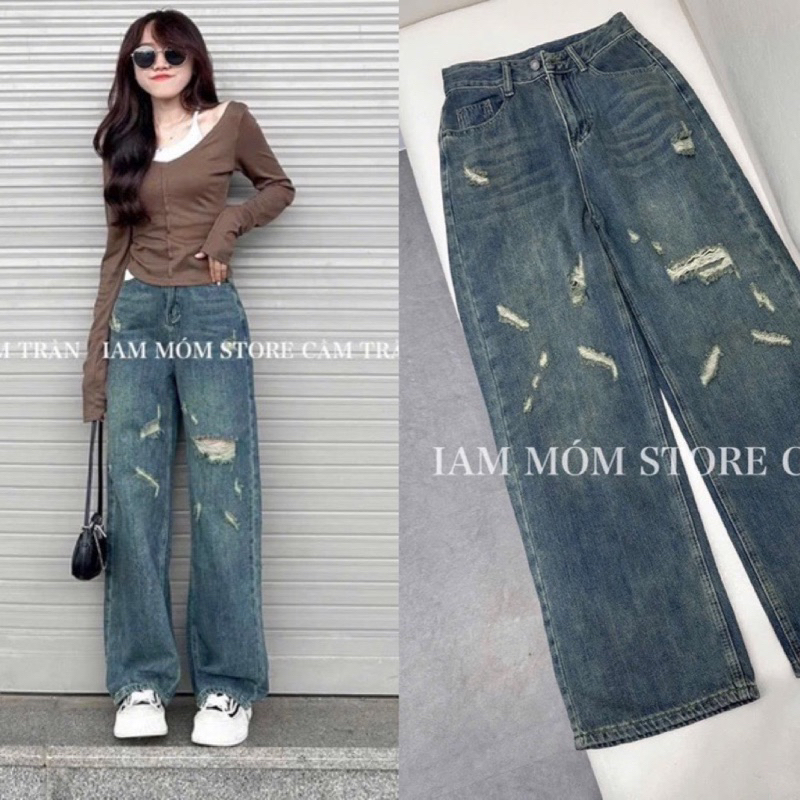 QUẦN BÒ NỮ SUÔNG ỐNG CAN TÚI THÊU MÁC DA #911