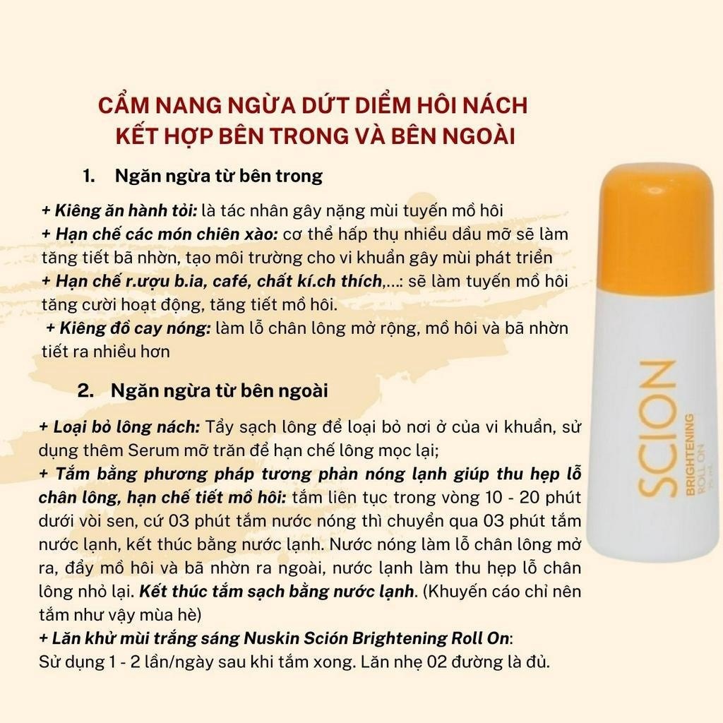 Lăn khử mùi Scion Nuskin 75ml ngăn mùi hôi nách không làm ố quần áo, làm sáng vùng da dưới cánh tay