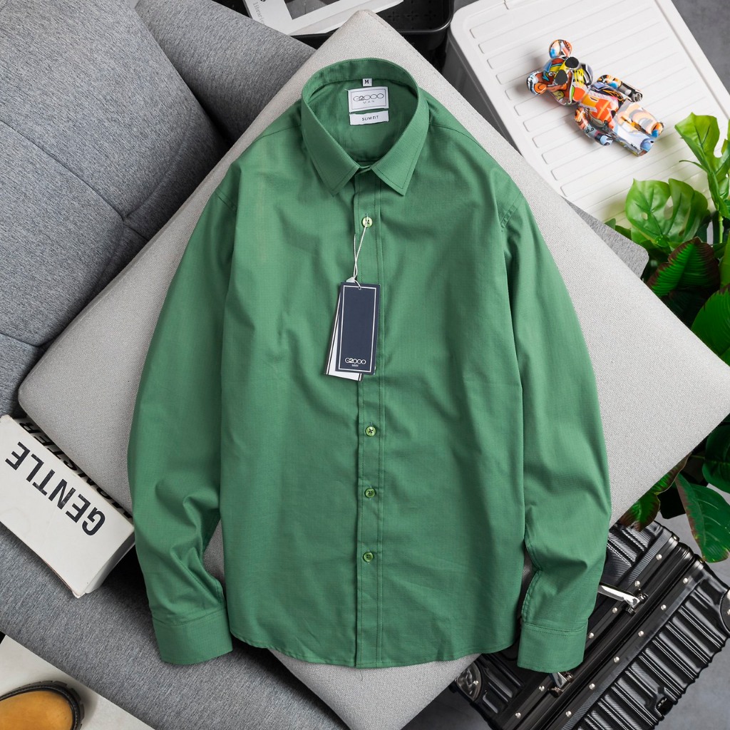 Áo sơ mi tay dài G2000 MAN xanh lá, chất vải oxford cao cấp mát mịn - Đẳng Cấp Phái Mạnh