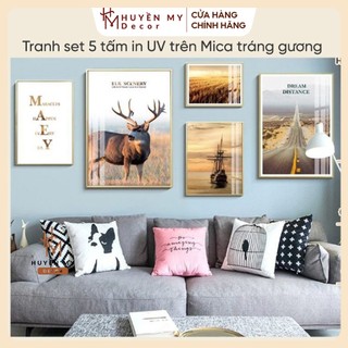 Tranh set 5 tấm in UV trên Mica tráng gương