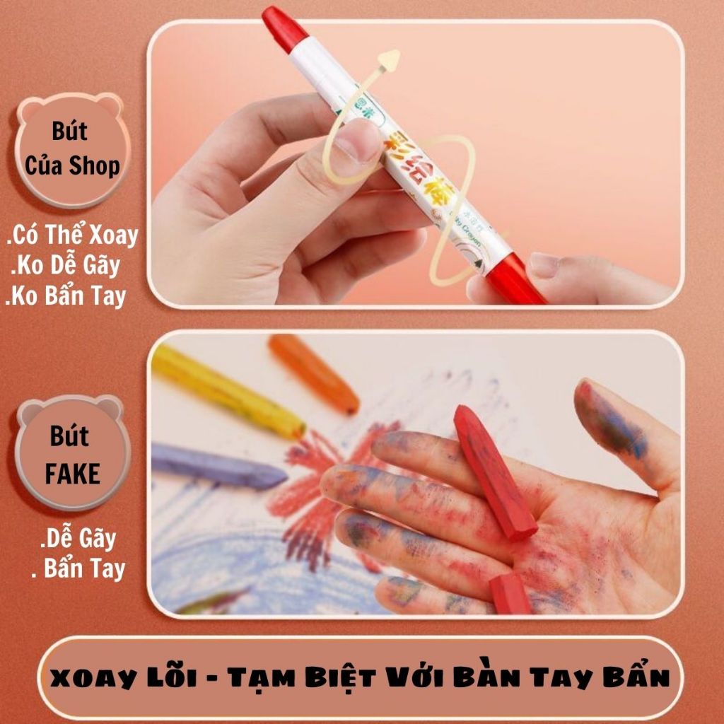 Hộp Màu Sáp Lụa, Màu Dầu An Toàn Không Dính Bẩn Tay Có Tay Cầm An Toàn Cho Bé