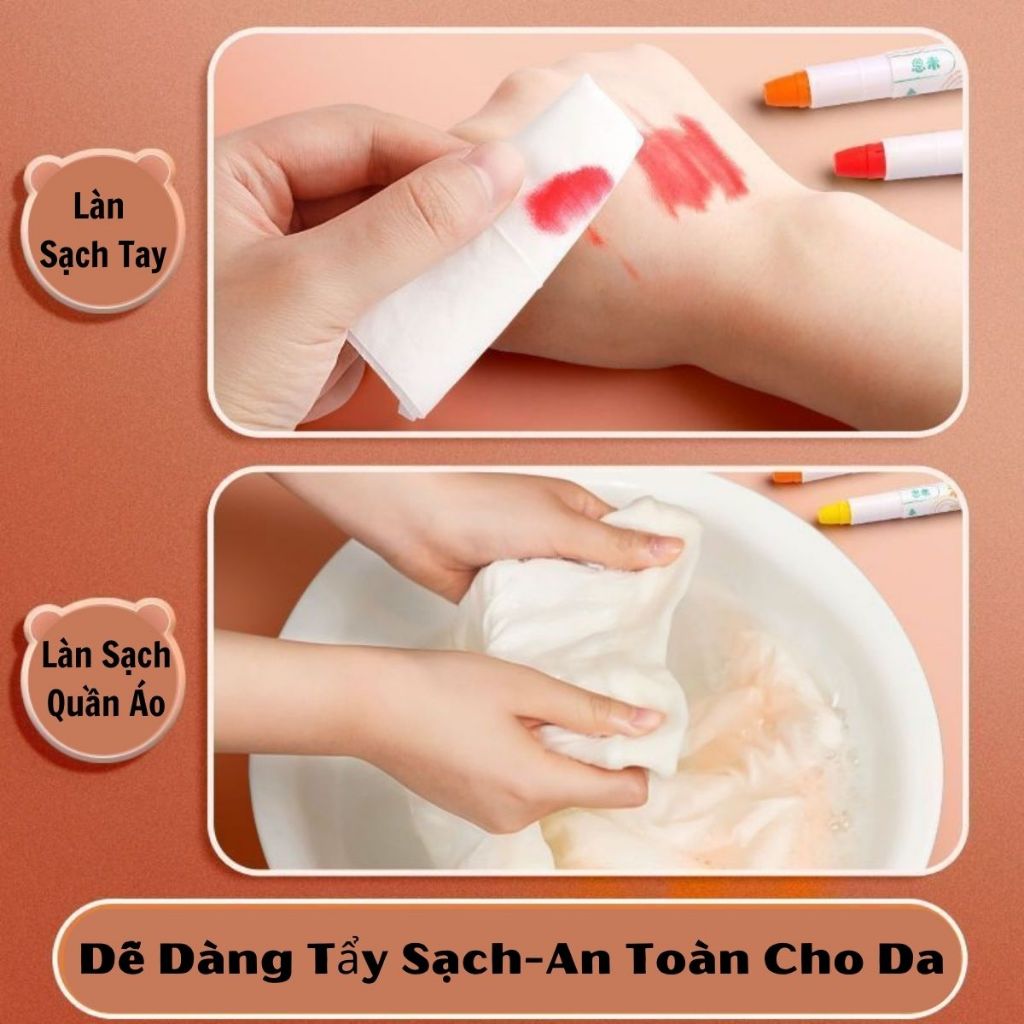 Hộp Màu Sáp Lụa, Màu Dầu An Toàn Không Dính Bẩn Tay Có Tay Cầm An Toàn Cho Bé