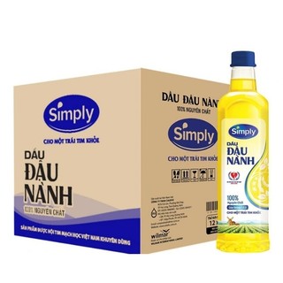 Dầu đậu nành nguyên chất Simply chai 1 lít. date mới mỗi ngày, bữa cơm gia đình chất lượng gia đình Việt
