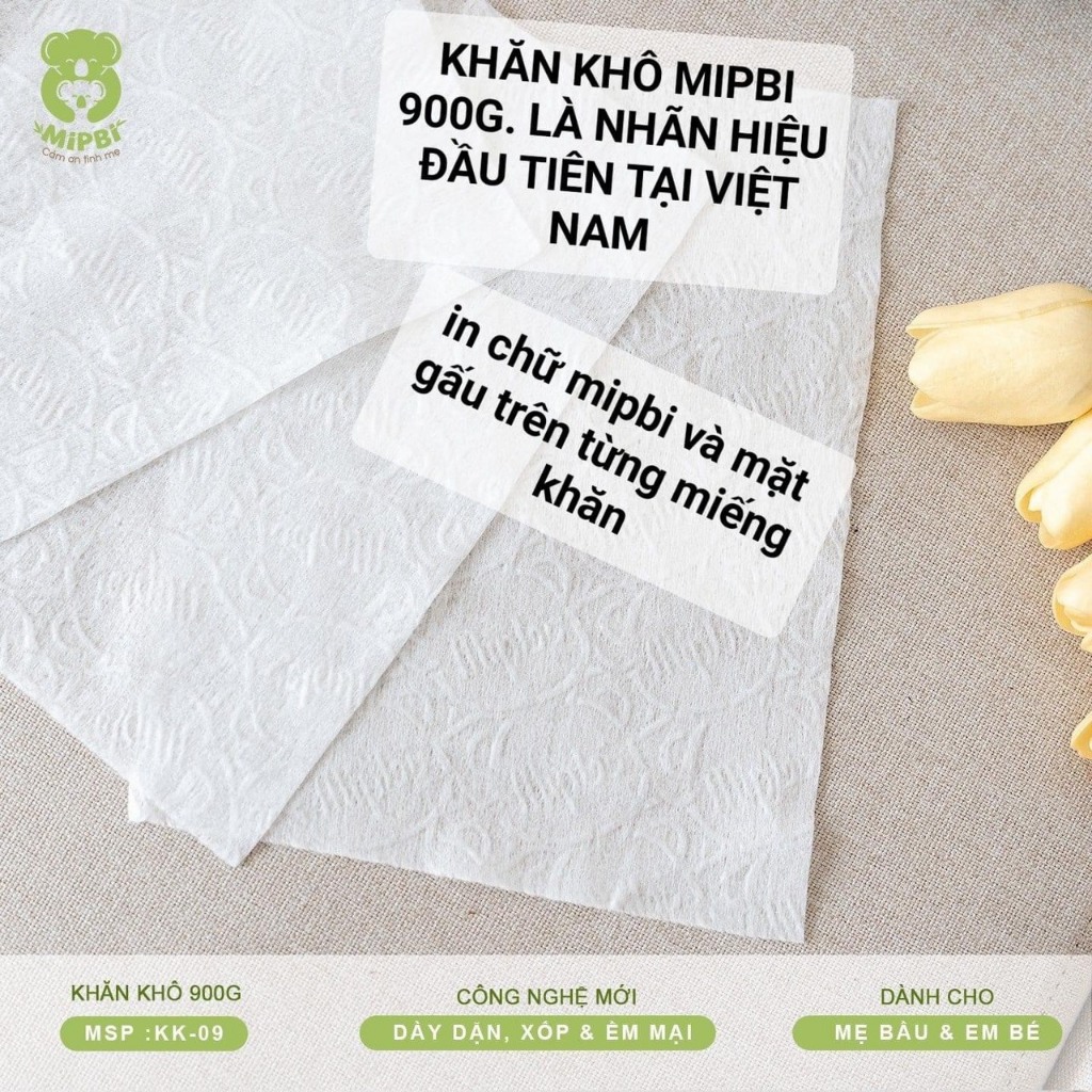 Khăn vải khô đa năng Mipbi 900g ❎FREESHIP❎ Giấy khô đa năng Mipbi BỊCH SIÊU TO TIẾT KIỆM CÓ TEM CHỐNG HÀNG GIẢ