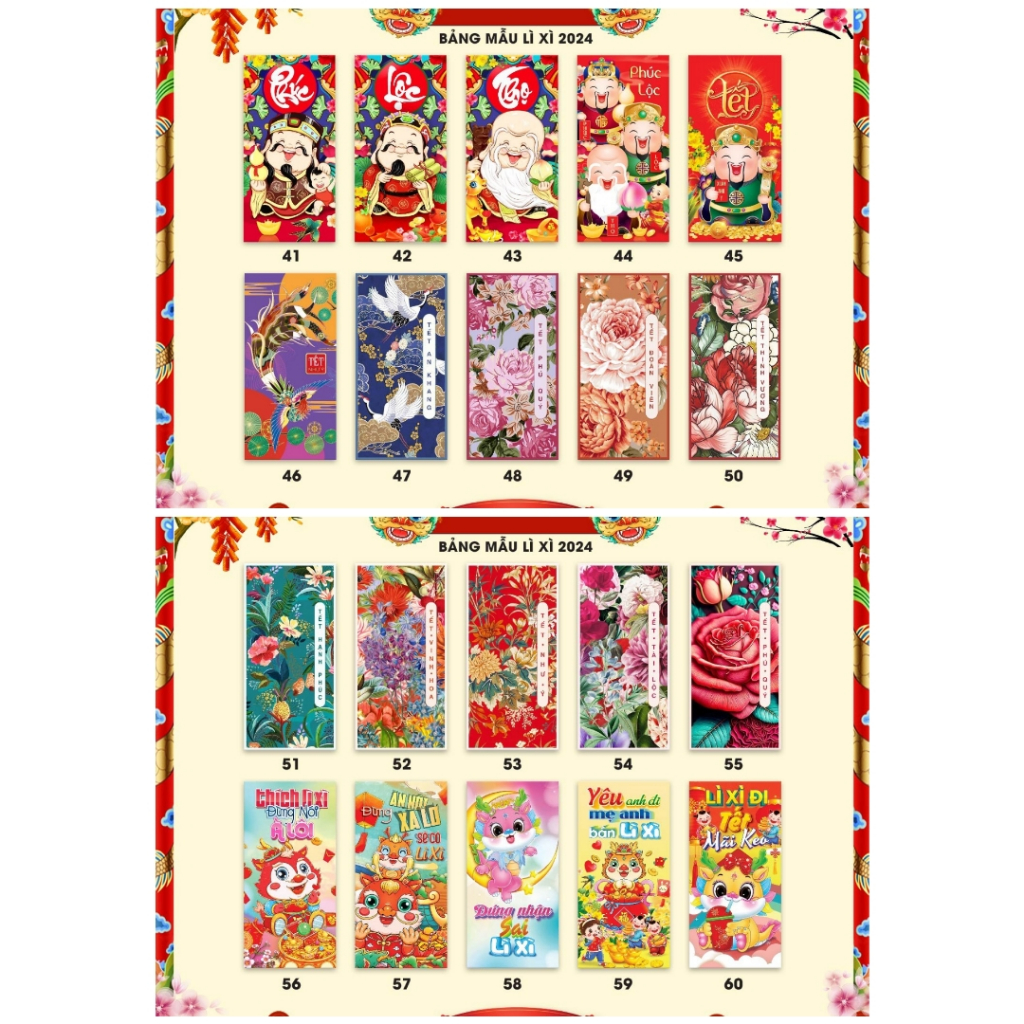 100 Bao Lì Xì Tết chọn mẫu