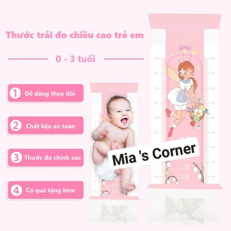 Thảm đo chiều cao cho bé sơ sinh 0-3 tuổi tặng kèm thước đo bàn chân & vòng đầu