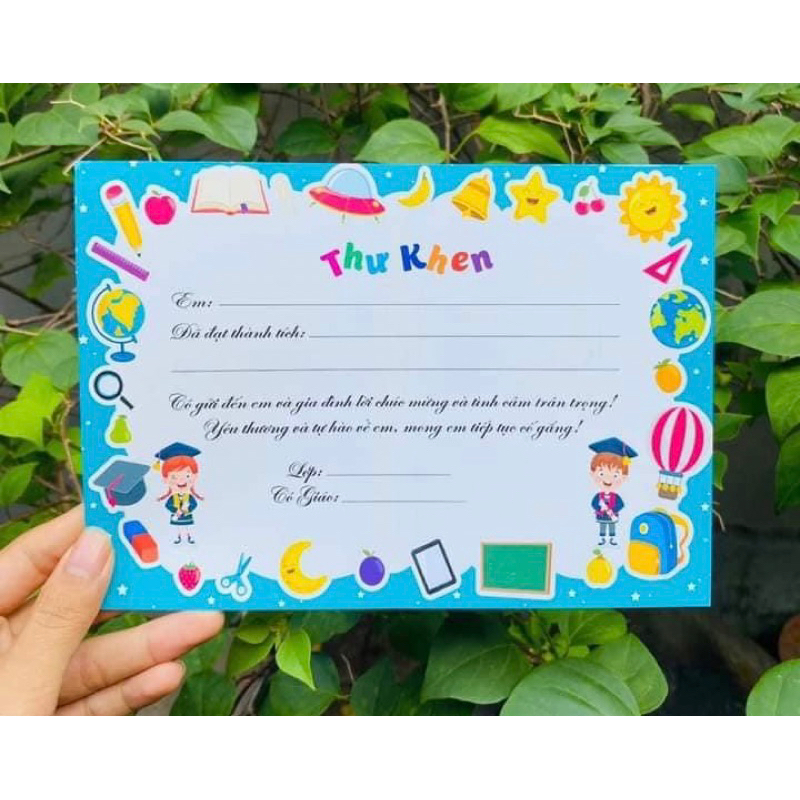 Thư khen kích lên học sinh combo 50-100 tờ